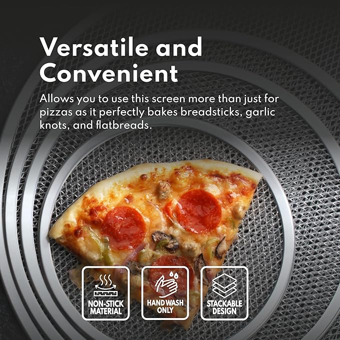 New Star Foodservice 50974 Restaurant-Grade Aluminum Pizza Baking Screen, Seamless, 16-Inch, Pack of 6