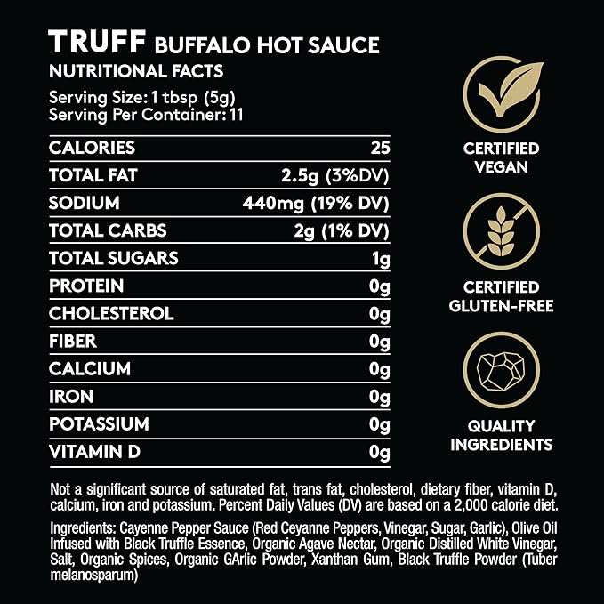 TRUFF Buffalo Sauce, Gourmet Hot Sauce with Red Cayenne Peppers, Black Truffle Oil, Agave Nectar, Unique Flavor Experience in a Bottle, 6 oz.