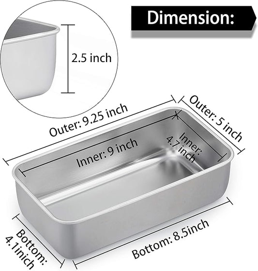 TeamFar Loaf Pans for Baking, 9 × 5 Inch Stainless Steel Loaf Bread Pans Tins for Homemade Bread/Brownies, Healthy & Sturdy, Oven & Dishwasher Safe - Set of 6