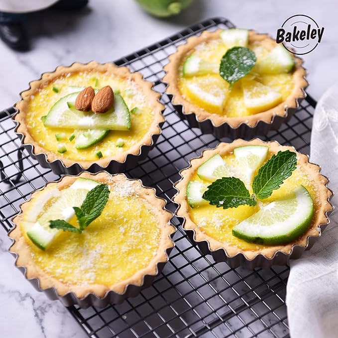 Mini Tart Pan Set, 4-Inch 4pcs with Removable Loose Bottom Non-Stick Round Quiche Bakeware for Oven and Instant Pot Baking (Champagne Gold)