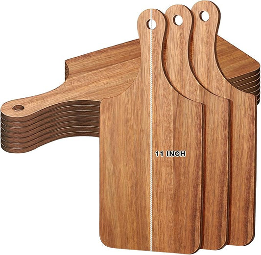 Zubebe 10 Pcs Cutting Board Bulk 11 x 5 Inch Wood Chopping Board Blank Small Laser Engraving Mini Charcuterie Serving Boards for Wedding Housewarming Gift (Acacia)