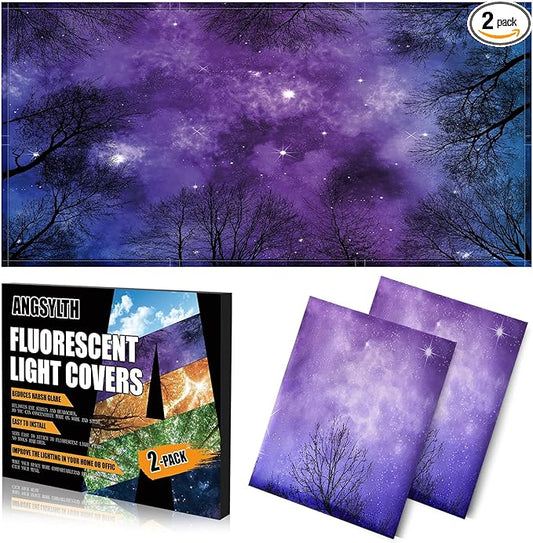 2 Pcs Fluorescent Light Covers - 4 x 2 Feet Covers for Ceiling Lights, Magnetic Light Filters for Classroom, Office, Hospitals, Home