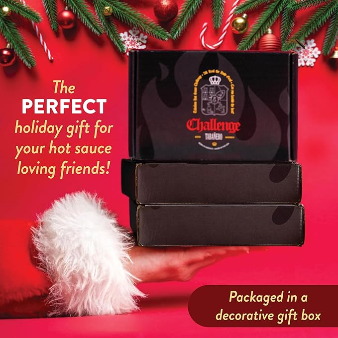 Tabañero Challenge Box, Hot Sauce Gift Set, 4 Pack, Original, Extra, XXX Hot and Dragon's Breath, 1.7 oz Mini Glass Bottles, Gluten Free, All Natural, Low Sodium, Vegan, Kosher, Made in the USA