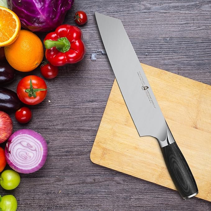TUO Kiritsuke Knife, Japanese Chef Knife Vegetable Cleaver 8.5 inch, German HC Stainless Steel, Ergonomic Pakkawood Handle with Black Gift Box, Goshawk Series