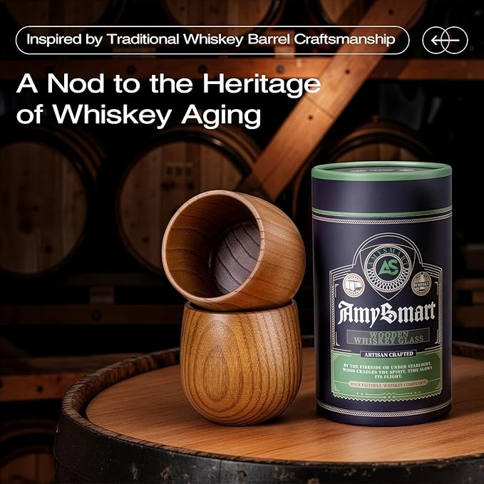 Handcrafted Wooden Whiskey Glass with Gift Tube – Charred Old Fashioned Glass,Charred Bourbon Drinking Cup | Unique Whiskey Gift for Men, Dad, Husband, Friends, Birthday & Holiday (2 Pack)