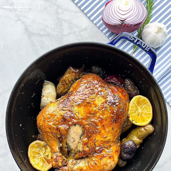 Staub Cast Iron 7-qt Round Cocotte - Dark Blue, Made in France