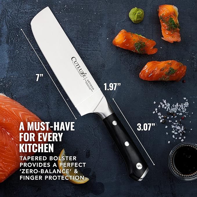Cutluxe Nakiri Knife, 7" Vegetable Knife – for Chopping, Dicing & Slicing, Razor Sharp, Full Tang, Ergonomic Handle Design – Artisan Series