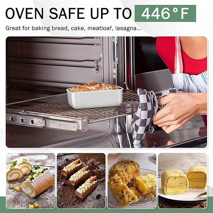 TeamFar Mini Loaf Pan, 6 PCS Stainless Steel Loaf Pans for Baking Bread, 6.3 x 3.5 Inch Bread Baking Pan for Homemade Bread, Meatloaf, Cake and Brownies, Non-Toxic, Oven & Dishwasher Safe