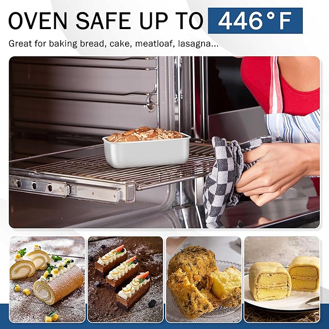 TeamFar Mini Loaf Pan, 3 PCS Stainless Steel Loaf Pans for Baking Bread, 6.3 x 3.5 Inch Bread Baking Pan for Homemade Bread, Meatloaf, Cake and Brownies, Non-Toxic, Oven & Dishwasher Safe