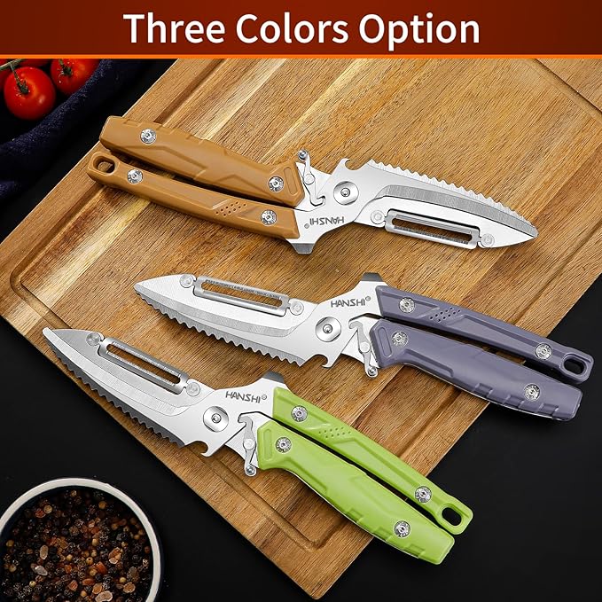 HANSHI Kitchen Shears Heavy Duty Kitchen Scissors with Magnetic Holder, Detachable Multifunctional Poultry Shears for Chicken, Meat, Fish, Turkey, Vegetable,Bone,Gift Box Included (Gray)