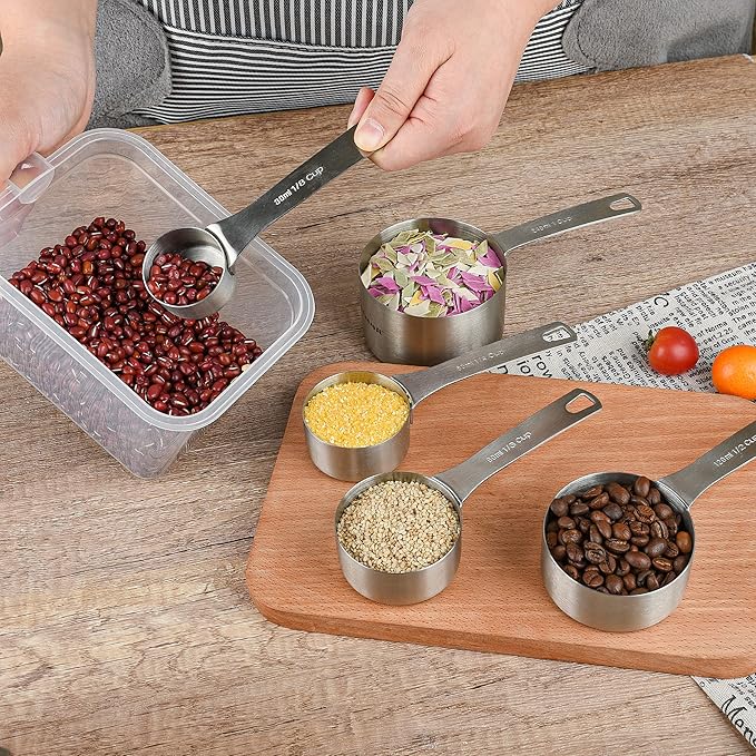 Smithcraft Stainless Steel Measuring Cups Set 18/8(304) Steel Material Heavy Duty 5 Measuring Cups and 1 Ring Set of 6