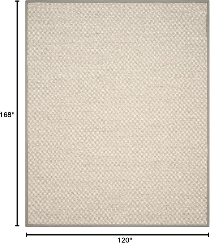 SAFAVIEH Area Rug 10x14 - Natural Fiber Collection - Large - Marble & Khaki, Sisal, Woven Design with Border (NF143E)