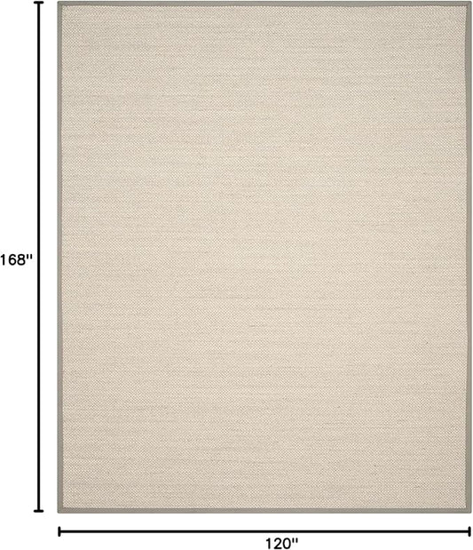 SAFAVIEH Area Rug 10x14 - Natural Fiber Collection - Large - Marble & Khaki, Sisal, Woven Design with Border (NF143E)