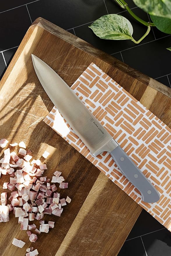 8 Inch Professional Chef Knife – High Carbon Stainless Steel, Razor-Sharp, Versatile Cooking & Cutting Kitchen Knife, Ergonomic Handle, Sleek Gray Design