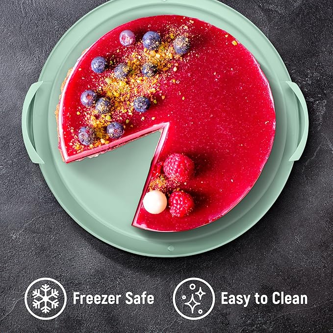 Tribello Extra Large Cake Storage Container, Cake Carrier With Handle Holds Cake 12 X 12 X 5 (Mint Green)