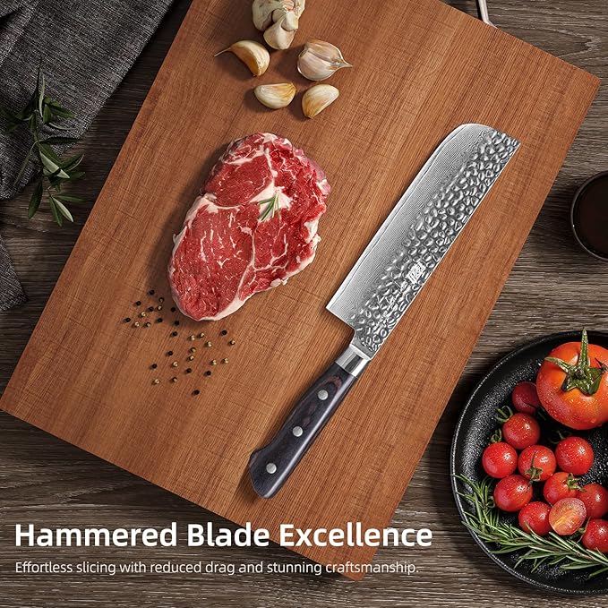 FINDKING 7 Inch Japanese Nakiri Knife, Straight-Edged Vegetable Cleaver for Efficient Chopping and Mincing, Specialized Usuba Milk Street Knife (Raven Series)