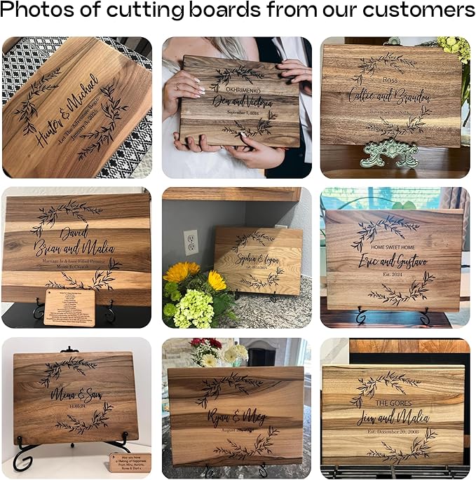 Personalized Walnut Wood Cutting Board – Custom Engraving with Family Name – 10x14 Inches – Gift for Wedding, Anniversary, Christmas, Housewarming, Mother’s Day – Great for Friends and Parents
