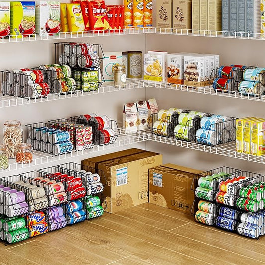 Soda Can Organizer Stackable 4 Tier Can Organizer for Pantry Drink Organizer for Pantry Can Storage Organizer Pantry Can Dispenser for Pantry Can Holders for Pantry(L 15.35in X W 5.78in X H 25.59in)