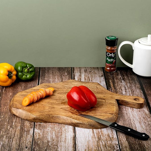 GoCraft Wooden Cutting Board with Handle | Mango Wood Leaf Shape | Chopping, Prep, Serve Board | Charcuterie Platter - 17" x 10.5"