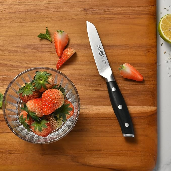 Stahl 3.5 inch Paring Knife High Carbon Exclusive German Steel Fruit Knife, Small Kitchen Knife with Ergonomic Handle (Black)