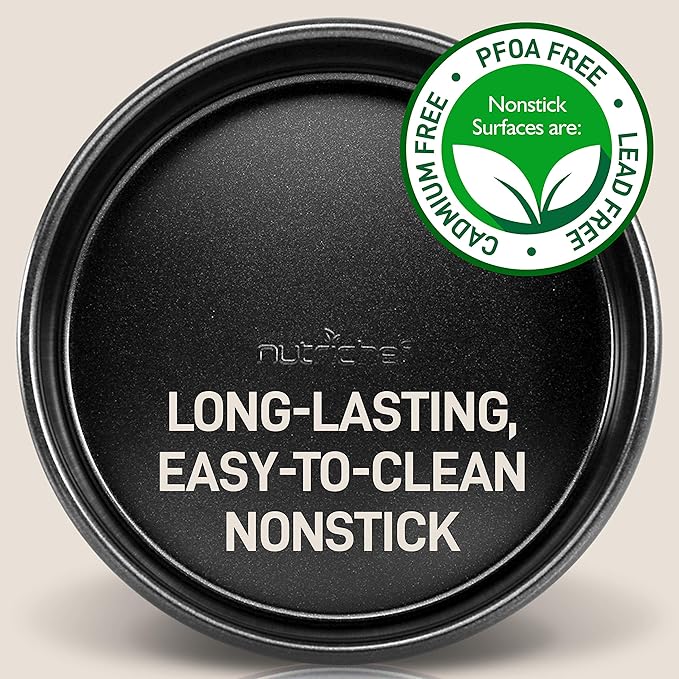 NutriChef Stackable Non-Stick Baking Pans Set – Carbon Steel Bakeware Set w/ Cookie Sheet, Muffin & Loaf Pan, Double Coated for Easy Release, Oven & Dishwasher Safe, Resists Warping, – Easy to Clean