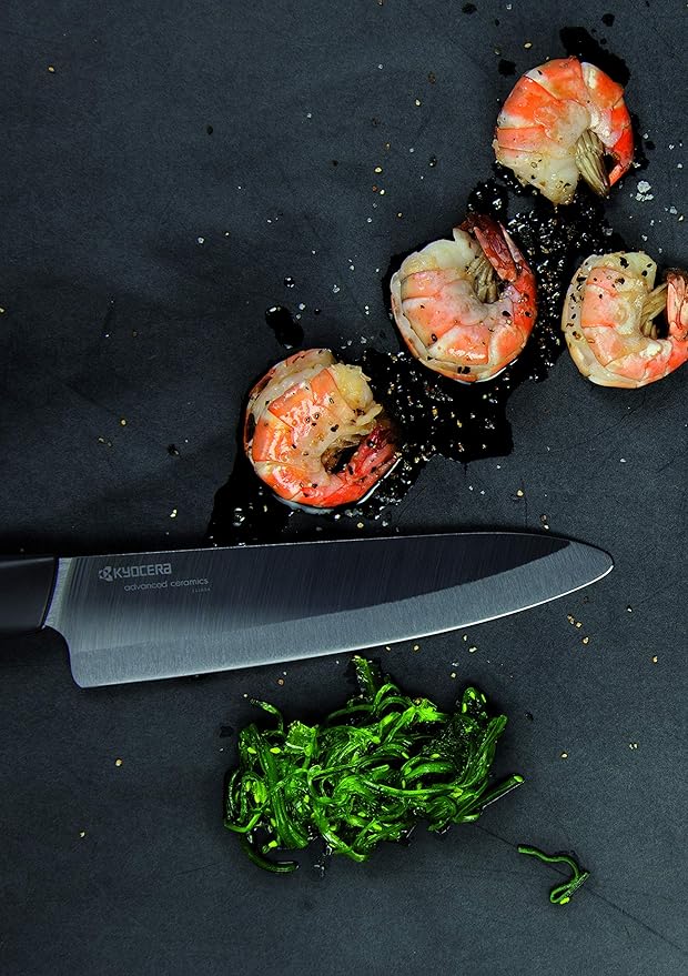 Kyocera Innovation Series Ceramic 5" Slicing Knife, with Soft Touch Ergonomic Handle-Black Blade, Black Handle