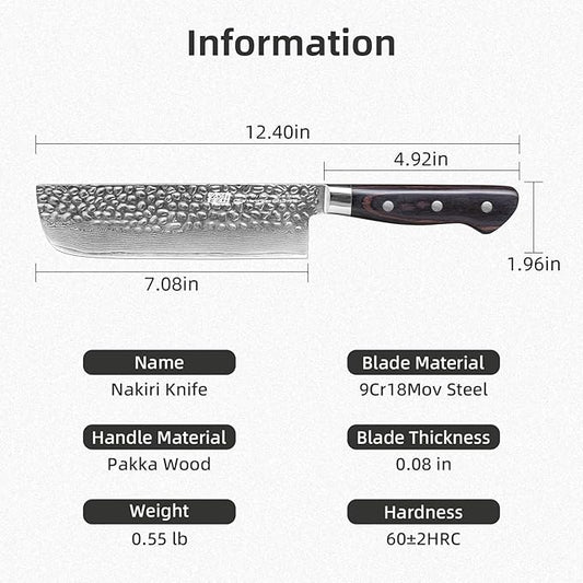 FINDKING 7 Inch Japanese Nakiri Knife, Straight-Edged Vegetable Cleaver for Efficient Chopping and Mincing, Specialized Usuba Milk Street Knife (Raven Series)