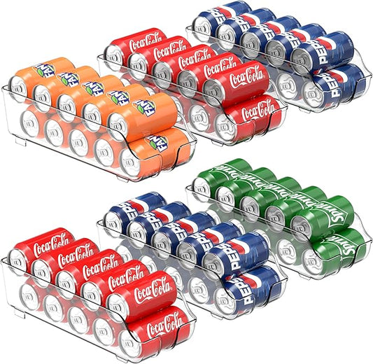 Simple Houseware Soda Can Organizer and Dispenser for Refrigerator / Pantry, Clear, Set of 6