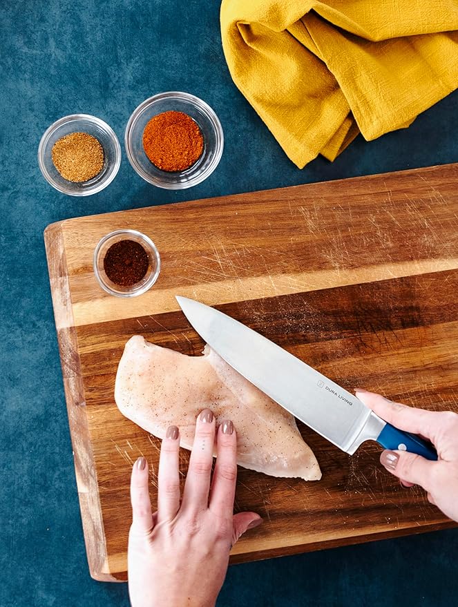 8 Inch Professional Chef Knife – High Carbon Stainless Steel, Razor-Sharp, Versatile Cooking & Cutting Kitchen Knife, Ergonomic Handle, Sleek Royal Blue Design