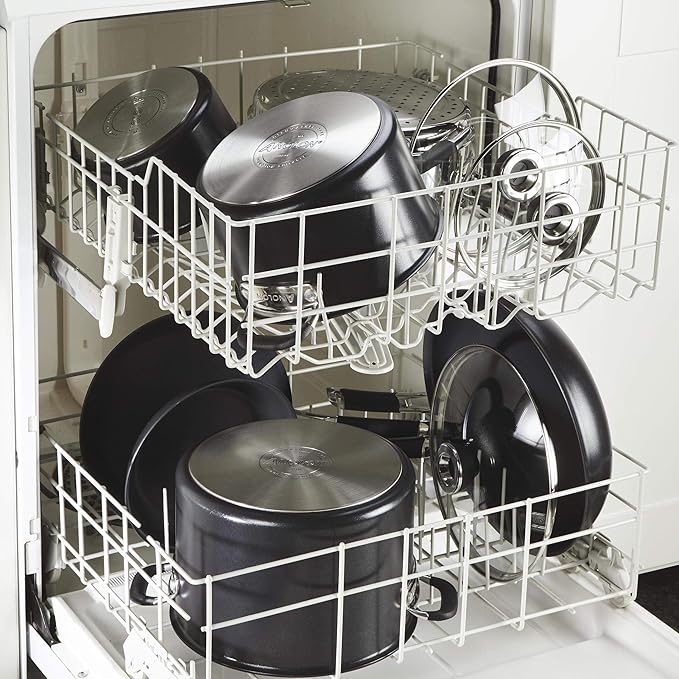 Anolon SmartStack Hard-Anodized Nesting Pots and Pans Set/Cookware Set, 10-Piece, Black