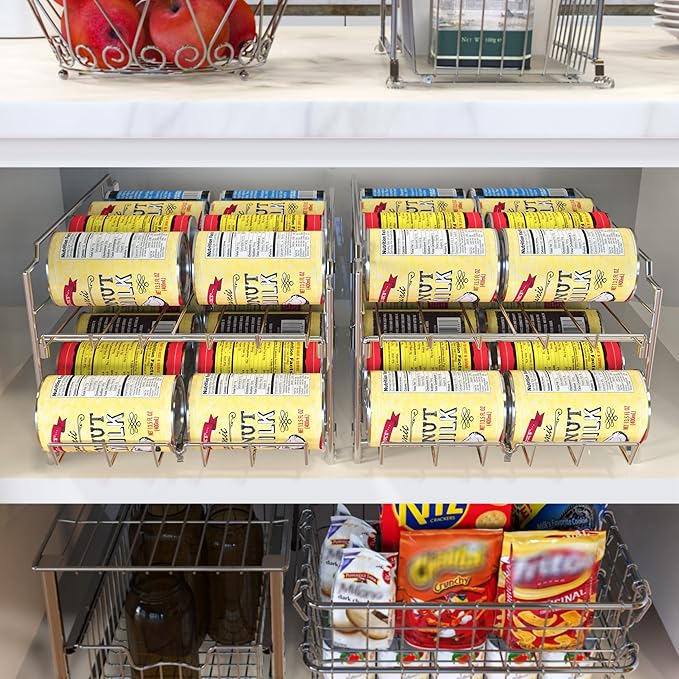 Simple Houseware Dual Row Front Loading Can Dispenser, Chrome