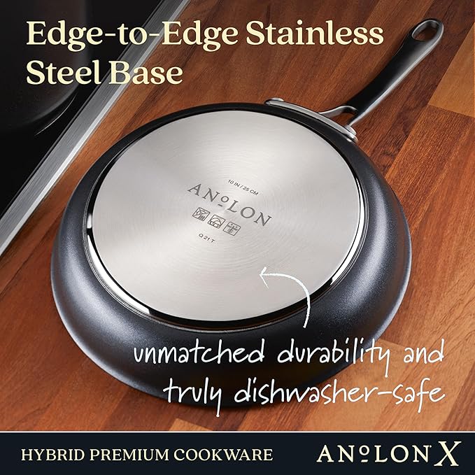 Anolon X Hybrid Nonstick Nonstick Cookware Induction Pots and Pans Set, 12 Piece - Charcoal Gray