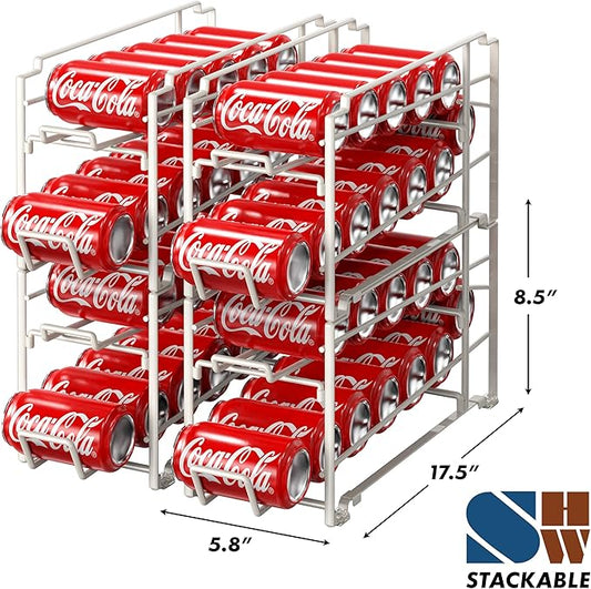 Simple Houseware Soda Can Organizer Stackable Rack Dispenser for Pantry/Refrigerator, 4 Pack, White