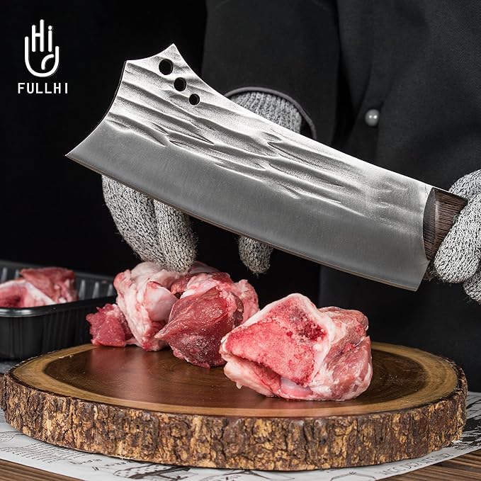 FULLHI 16pcs Butcher Knife Set Hand Forged chef knife Boning Knife With Sheath High Carbon Steel Chef For Kitchen, Camping, BBQ