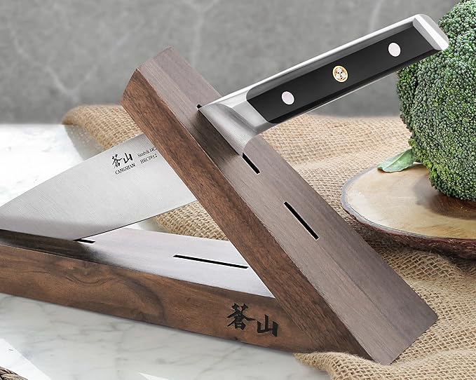 Cangshan 1021240 TAI triangle Walnut Wood Knife Block, Two Slots