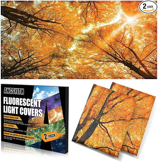 2 Pcs Fluorescent Light Covers - 4 x 2 Feet Covers for Ceiling Lights, Magnetic Light Filters for Classroom, Office, Hospitals, Home