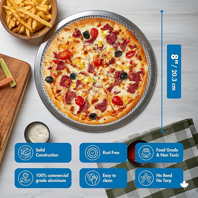 Norjac 8 Inch Pizza Screen, 12 Pack – Aluminum Mesh for Oven, Seamless, Rust-Free, Durable Baking Trays for Crispy Crusts