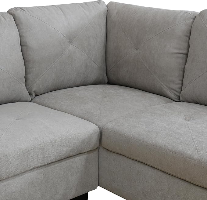 NicBex L Shaped Couch Sectional Couches for Living Room 2 Pieces Modern Sectional Sofa with Right Chaise Sectional Couch with Solid Frame for Living Room, Flannelette, Off-White