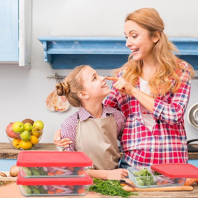 3 Cup Rectangle Silicone Lids Replacement for Anchor Hocking Glass Bowls (Container not Included) 2 Pack, Microwave, Dishwasher and Freezer Safe