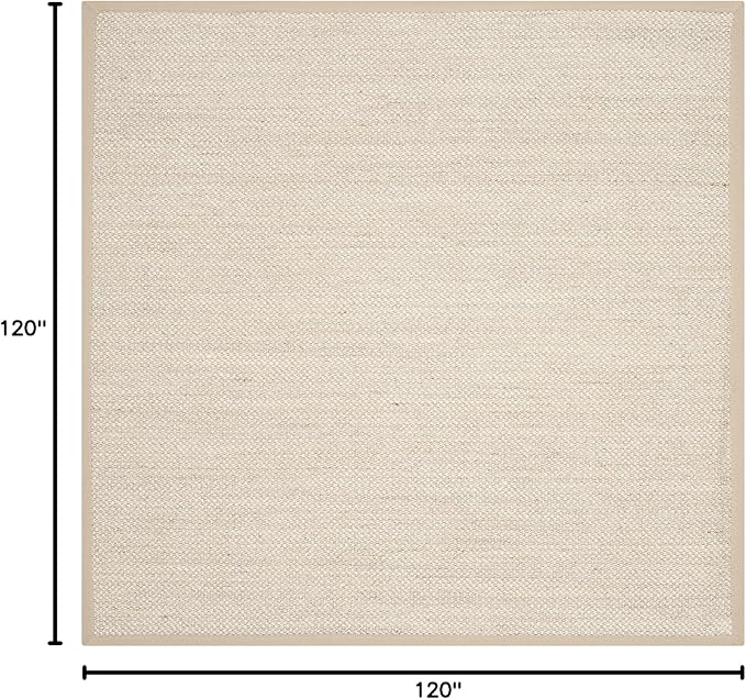 SAFAVIEH Area Rug 10' Square - Natural Fiber Collection - Marble & Linen Color, Sisal, Woven Design with Border (NF143B)