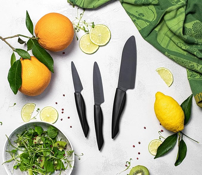 KYOCERA ZK-075 BK Innovation Ceramic Kitchen Knife, Black, 3" PARING