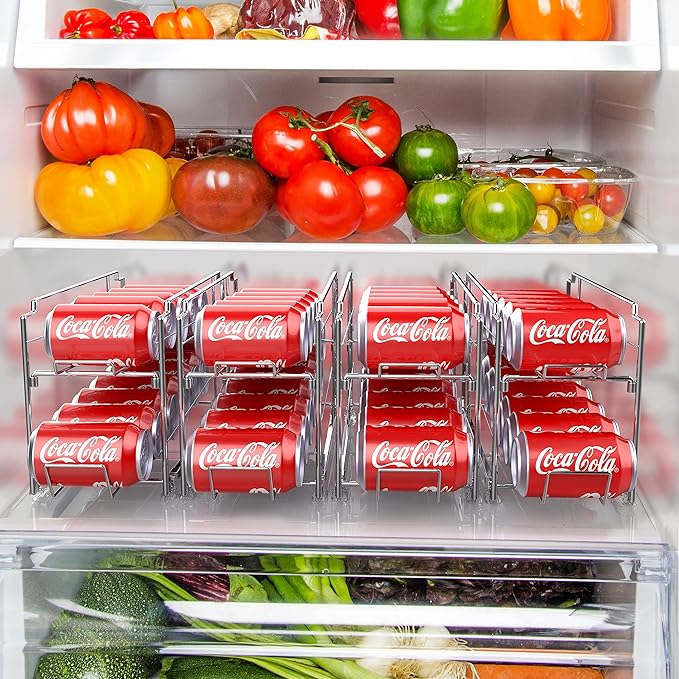 Simple Houseware Front Loading Can Dispenser, 4 Pack, Chrome