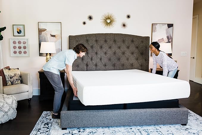 Signature Design by Ashley King Size Chime 12 Inch Medium Firm Memory Foam Mattress with Green Tea & Charcoal Gel for Pressure Relief, Fiberglass Free, Mattress In A Box