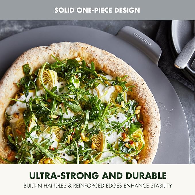 GreenPan Premiere Ovenware Healthy Ceramic Nonstick 16.5" Pizza Pan, PFOA and PFAS-Free, Warp-Free Bakeware, Durable Quick Heating Baking Tray, Oven and Broiler Safe to 600F, Dishwasher Safe, Gray