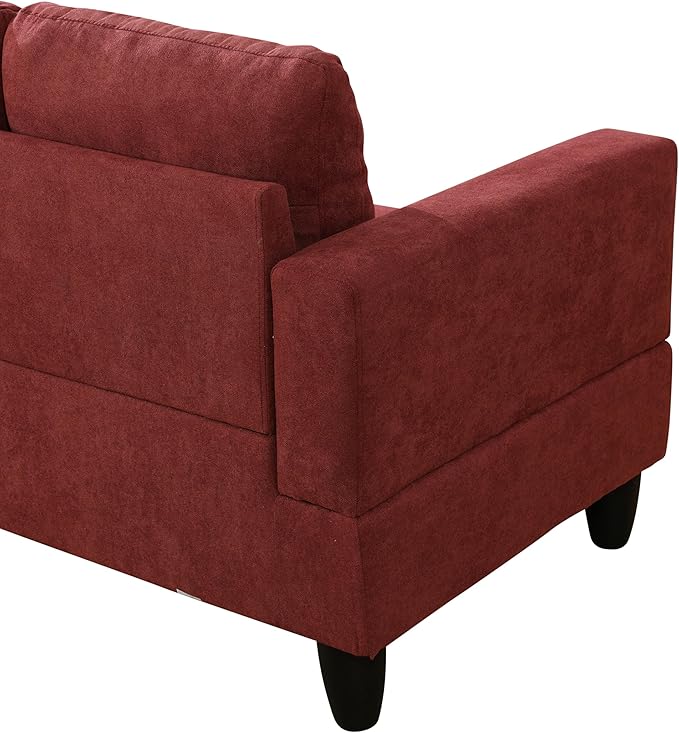 NicBex L Shaped Couch Sectional Couches for Living Room 2 Pieces Modern Sectional Sofa with Right Chaise Sectional Couch with Solid Frame for Living Room, Flannelette, Red