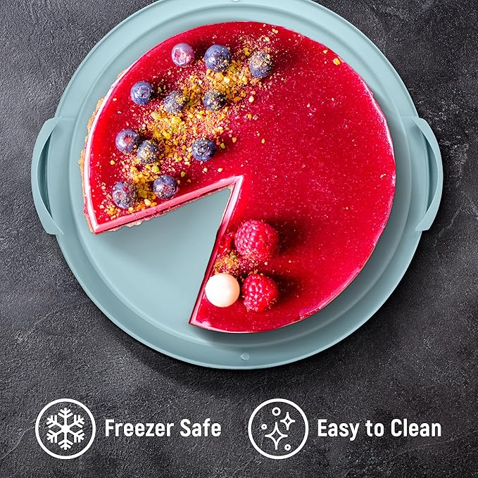 Tribello Extra Large Cake Storage Container, Cake Carrier With Handle Holds Cake 12 X 12 X 5 (Blue)