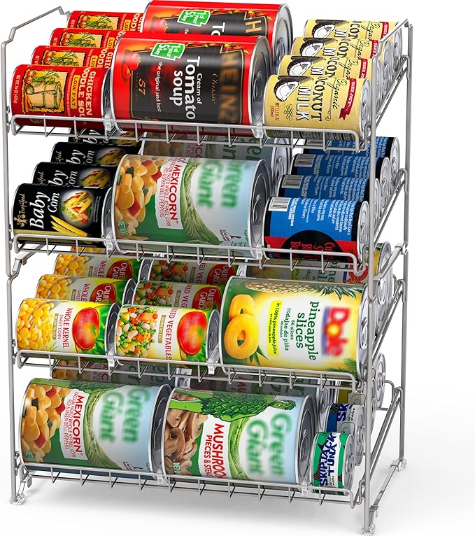 Simple Houseware 2 Tier Stackable Can Rack, Silver, 2 Pack