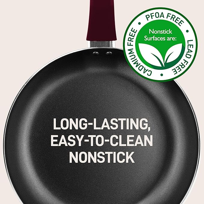 NutriChefKitchen 13-Piece Nonstick Kitchen Cookware Set - PTFE/PFOA/PFOS-Free Heat Resistant Kitchen Ware Pots Pan Set w/Saucepan, Frying Pans, Cooking Pots, Casserole, Lids, Ladle, Fork, Strainer