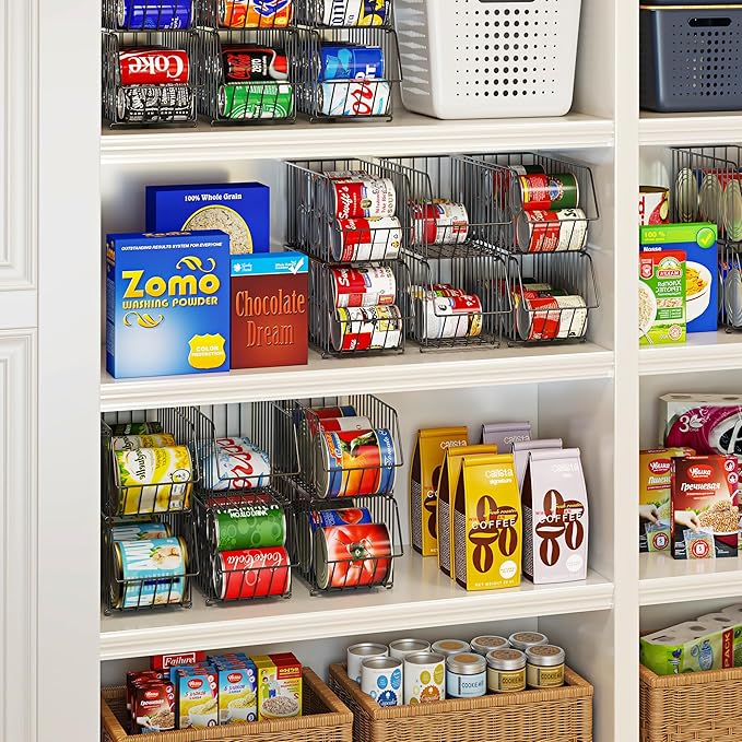 Soda Can Organizer Stackable 4 Tier Can Organizer for Pantry Drink Organizer for Pantry Can Storage Organizer Pantry Can Dispenser for Pantry Can Holders for Pantry(L 15.35in X W 5.78in X H 25.59in)