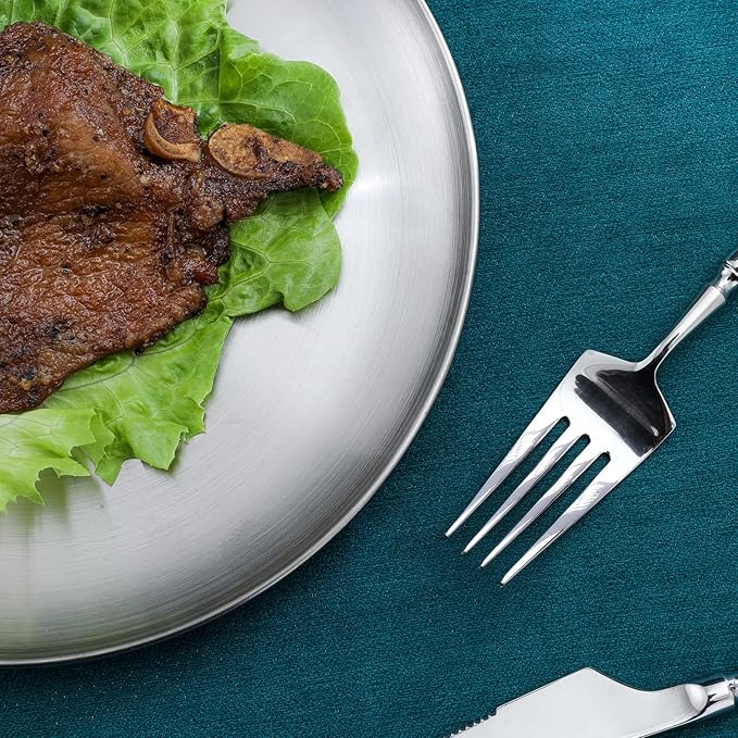 18/8 Stainless Steel Dinner Plate for Main Dishes, Grilled Meat, Dessert, Salad, and Fruit - 9 Inches (23 cm) Large Capacity